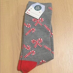Gray and Red Candy Cane Socks